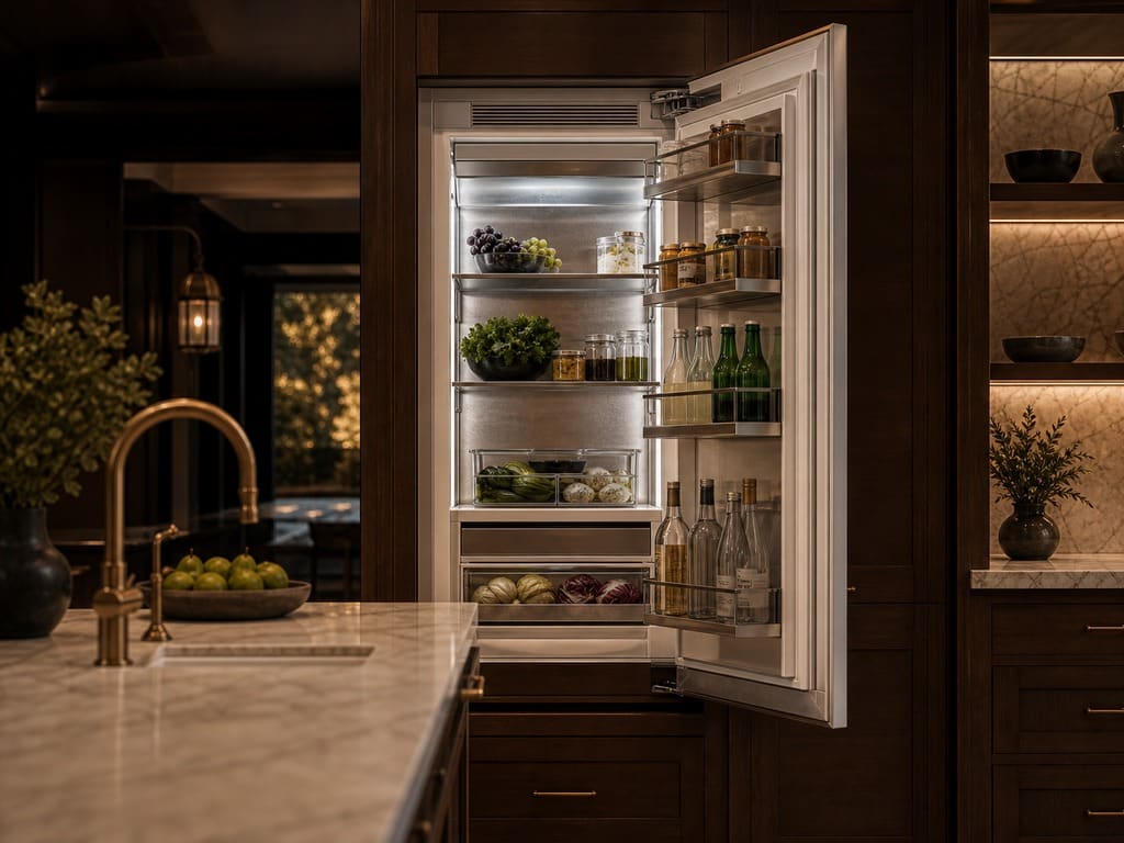 Viking built-in refrigerator sealed-system service in a Hillsborough estate kitchen